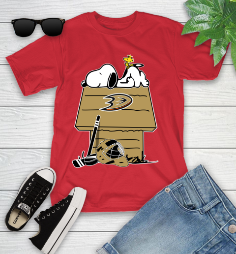 Anaheim Ducks NHL Hockey Snoopy Woodstock The Peanuts Movie Youth T-Shirt 10