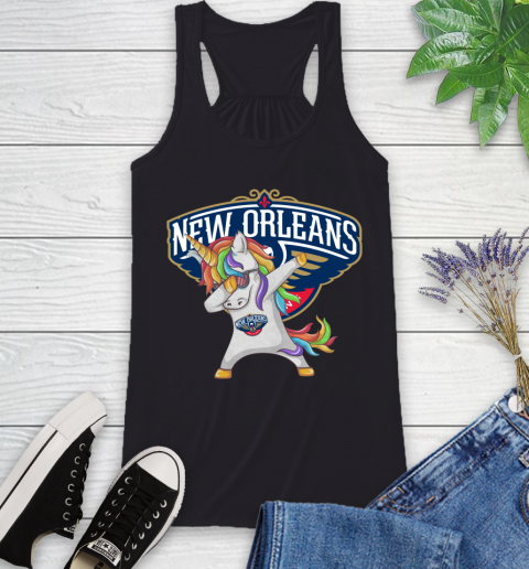 New Orleans Pelicans NBA Basketball Funny Unicorn Dabbing Sports Racerback Tank 2