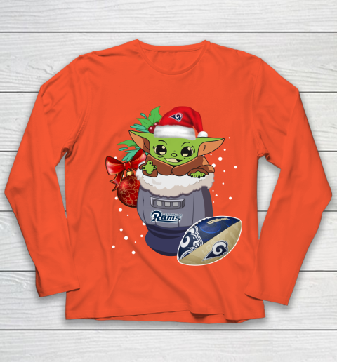 Los Angeles Rams Christmas Baby Yoda Star Wars Funny Happy NFL Youth Long Sleeve 4