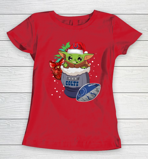 Indianapolis Colts Christmas Baby Yoda Star Wars Funny Happy NFL Women's T-Shirt 10