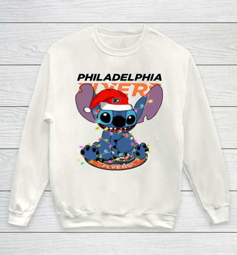 Philadelphia Flyers NHL Hockey noel stitch Christmas Youth Sweatshirt
