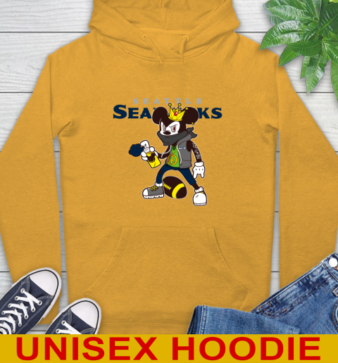 Seattle Seahawks NFL Football Mickey Peace Sign Sports Hoodie 3