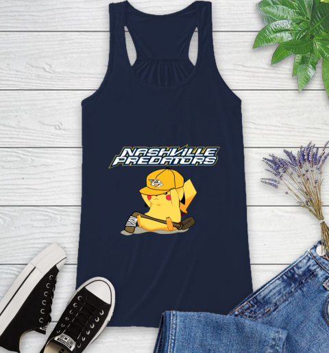 NHL Pikachu Hockey Sports Nashville Predators Racerback Tank 12