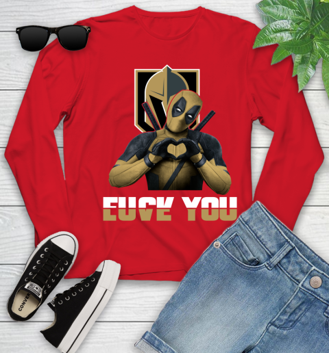 NHL Vegas Golden Knights Deadpool Love You Fuck You Hockey Sports Youth Long Sleeve 11