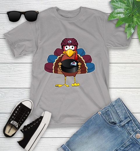 Colorado Avalanche Turkey Thanksgiving Day Youth T-Shirt 4