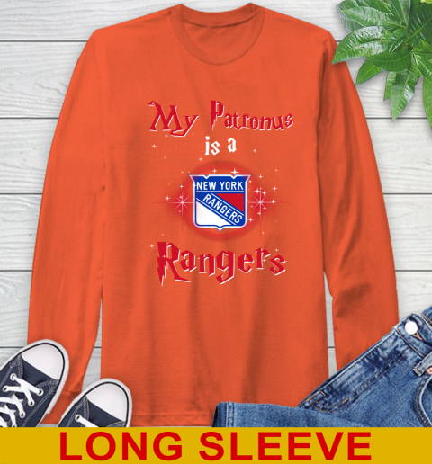 NHL Hockey Harry Potter My Patronus Is A New York Rangers Long Sleeve T-Shirt 4