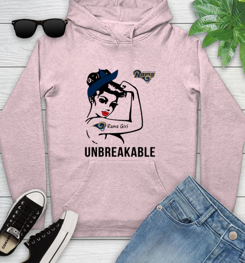 NFL Los Angeles Rams Girl Unbreakable Football Sports Youth Hoodie 6