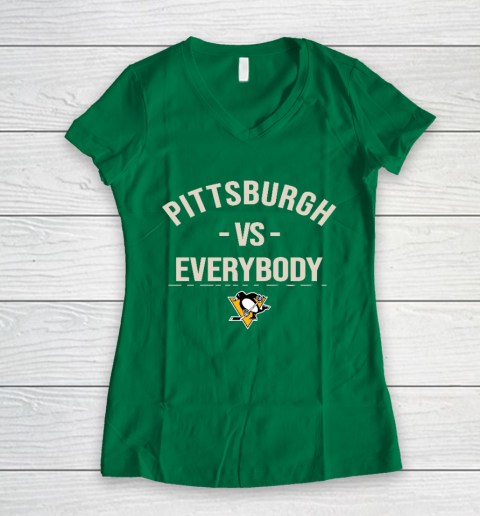 Pittsburgh Penguins Vs Everybody Women's V-Neck T-Shirt 3