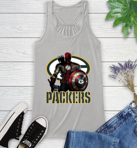 NFL Captain America Thor Spider Man Hawkeye Avengers Endgame Football Green Bay Packers Racerback Tank