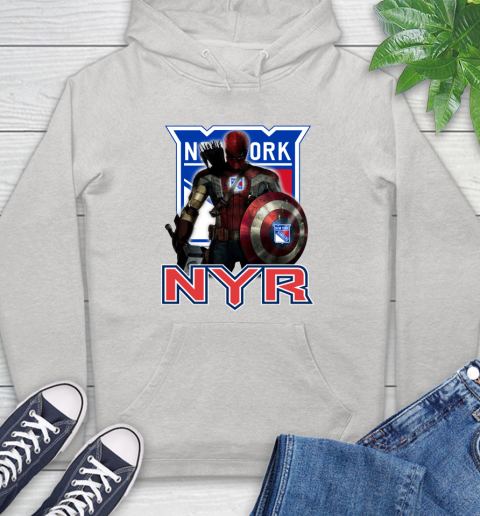 NHL Captain America Thor Spider Man Hawkeye Avengers Endgame Hockey New York Rangers Hoodie