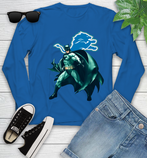NFL Batman Football Sports Detroit Lions Youth Long Sleeve 9