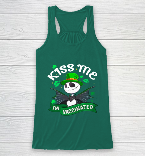 Kiss Me I'm Vaccinated Patrick's Day Jack Skellington Racerback Tank 5