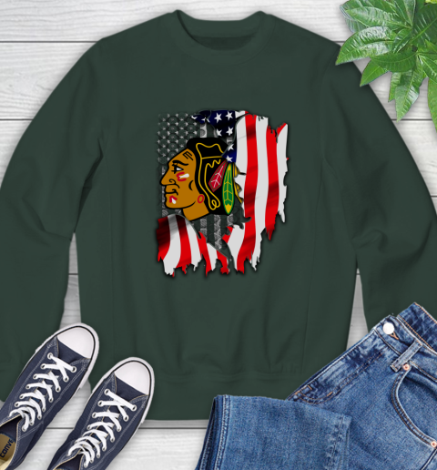 Chicago Blackhawks NHL Hockey American Flag Sweatshirt 12