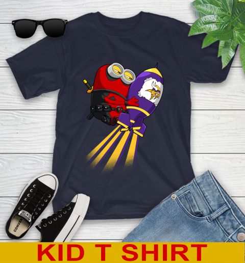 NFL Football Minnesota Vikings Deadpool Minion Marvel Shirt Youth T-Shirt 2