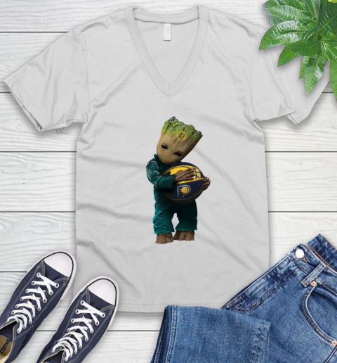 NBA Groot Guardians Of The Galaxy Basketball Sports Indiana Pacers V-Neck T-Shirt