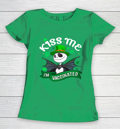 Kiss Me I'm Vaccinated Patrick's Day Jack Skellington Women's T-Shirt 5