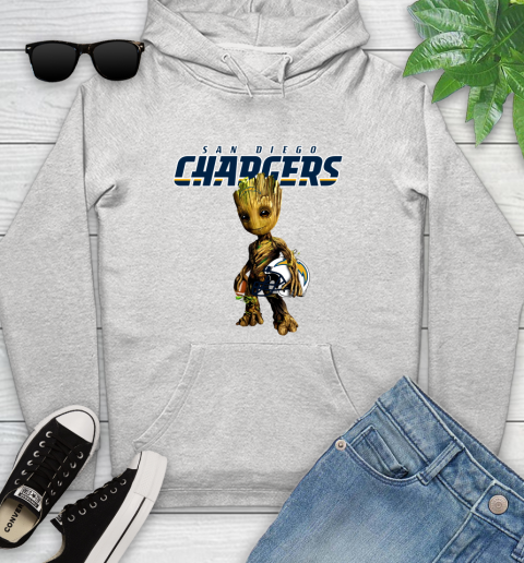 Los Angeles Chargers NFL Football Groot Marvel Guardians Of The Galaxy Youth Hoodie