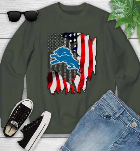 Detroit Lions NFL Football American Flag Youth Sweatshirt 10 Detroit Lions NFL Football American Flag Youth Sweatshirt - Image 10