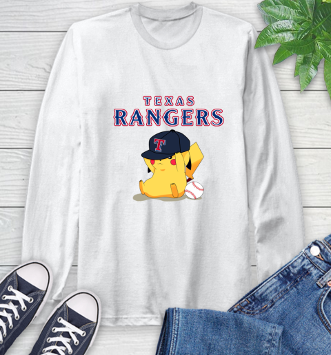 MLB Pikachu Baseball Sports Texas Rangers Long Sleeve T-Shirt