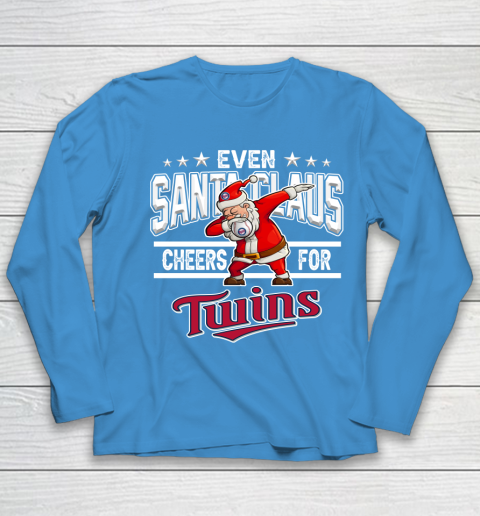 Minnesota Twins Even Santa Claus Cheers For Christmas MLB Youth Long Sleeve 5