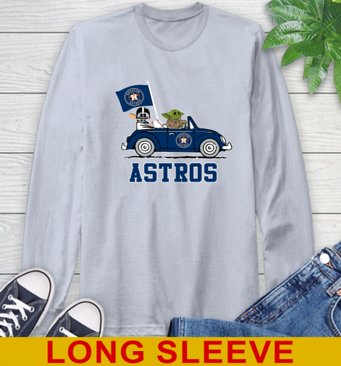 MLB Baseball Houston Astros Darth Vader Baby Yoda Driving Star Wars Shirt Long Sleeve T-Shirt 6