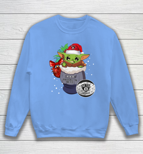 Brooklyn Nets Christmas Baby Yoda Star Wars Funny Happy NBA Sweatshirt 9