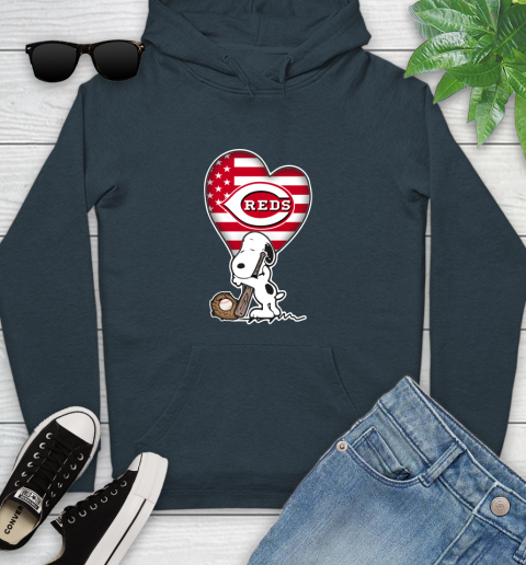 Cincinnati Reds MLB Baseball The Peanuts Movie Adorable Snoopy Youth Hoodie 8