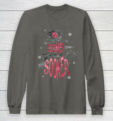 Oklahoma Sooners Christmas Snowman Long Sleeve T-Shirt 5