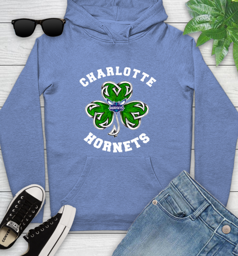 NBA Charlotte Hornets Three Leaf Clover St Patrick's Day Basketball Sports Youth Hoodie 13