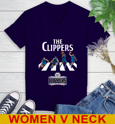 NBA Basketball LA Clippers The Beatles Rock Band Shirt Women's V-Neck T-Shirt 3