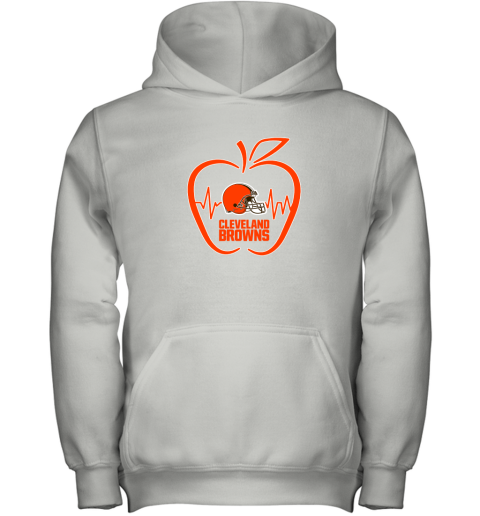 Apple Heartbeat Teacher Symbol Cleveland Browns Youth Hoodie