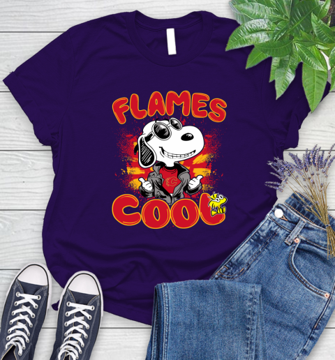 NHL Hockey Calgary Flames Cool Snoopy Shirt Women's T-Shirt 4
