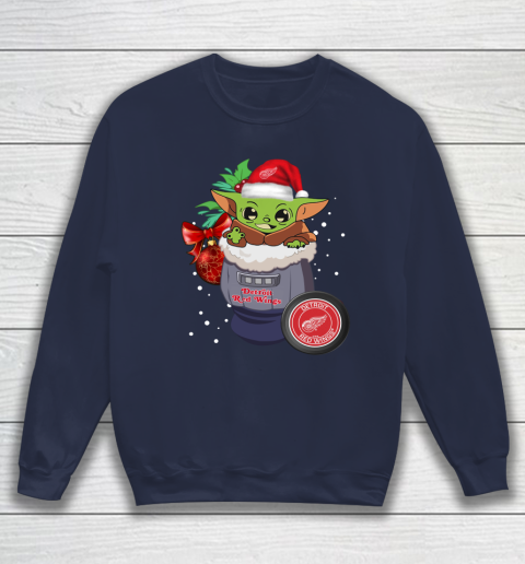 Detroit Red Wings Christmas Baby Yoda Star Wars Funny Happy NHL Sweatshirt 3