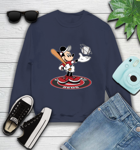 MLB Baseball Cincinnati Reds Cheerful Mickey Disney Shirt Sweatshirt 3