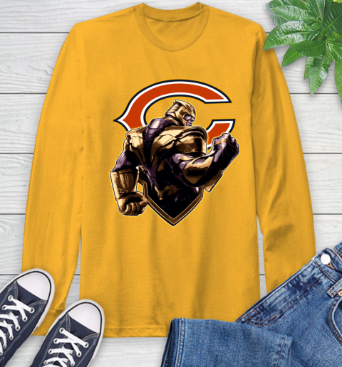 NFL Thanos Avengers Endgame Football Sports Chicago Bears Long Sleeve T-Shirt 3