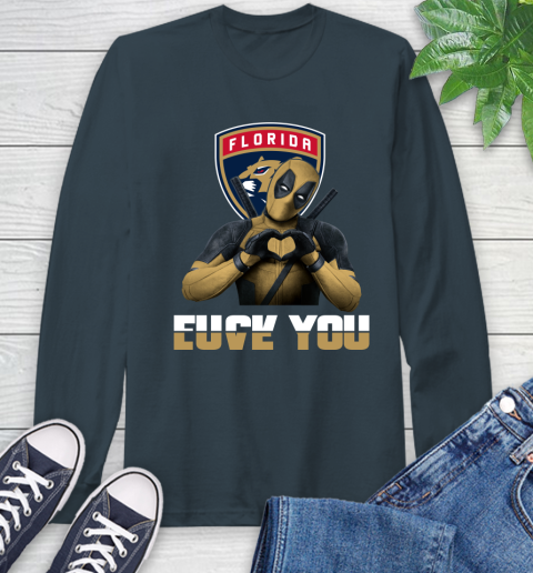 NHL Florida Panthers Deadpool Love You Fuck You Hockey Sports Long Sleeve T-Shirt 9