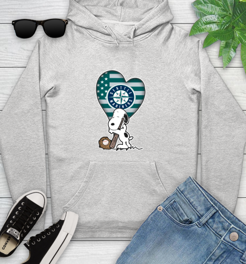 Seattle Mariners MLB Baseball The Peanuts Movie Adorable Snoopy Youth Hoodie