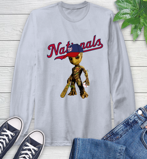 MLB Washington Nationals Groot Guardians Of The Galaxy Baseball Long Sleeve T-Shirt 6