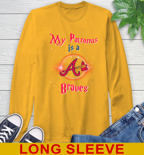 MLB Baseball Harry Potter My Patronus Is A Atlanta Braves Long Sleeve T-Shirt 2