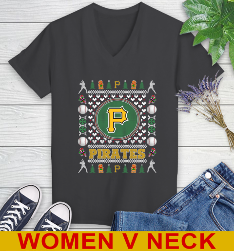 Pittsburgh Pirates Merry Christmas MLB Baseball Loyal Fan Women's V-Neck T-Shirt 8