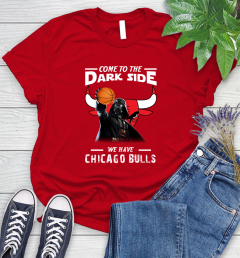 NBA Come To The Dark Side We Have Chicago Bulls Star Wars Darth Vader Basketball Women's T-Shirt 13
