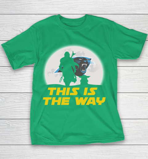 Carolina Panthers NFL Football Star Wars Yoda And Mandalorian This Is The Way Youth T-Shirt 3