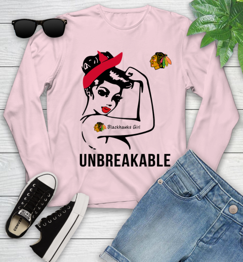 NHL Chicago Blackhawks Girl Unbreakable Hockey Sports Youth Long Sleeve 7