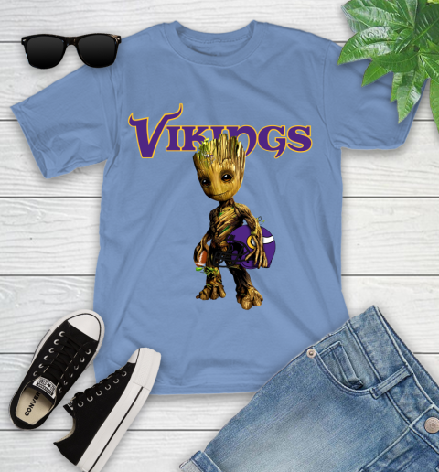 Minnesota Vikings NFL Football Groot Marvel Guardians Of The Galaxy Youth T-Shirt 11