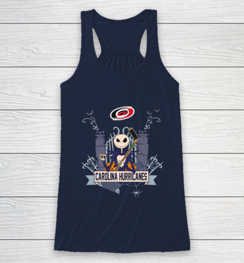 NHL Carolina Hurricanes Hockey Jack Skellington Halloween Racerback Tank 8