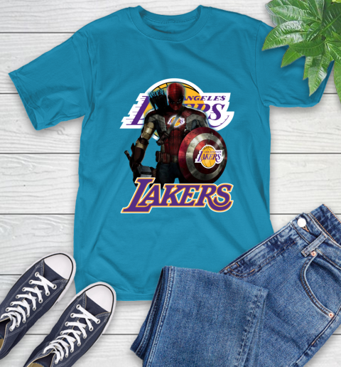 Los Angeles Lakers NBA Basketball Captain America Thor Spider Man Hawkeye Avengers T-Shirt 8