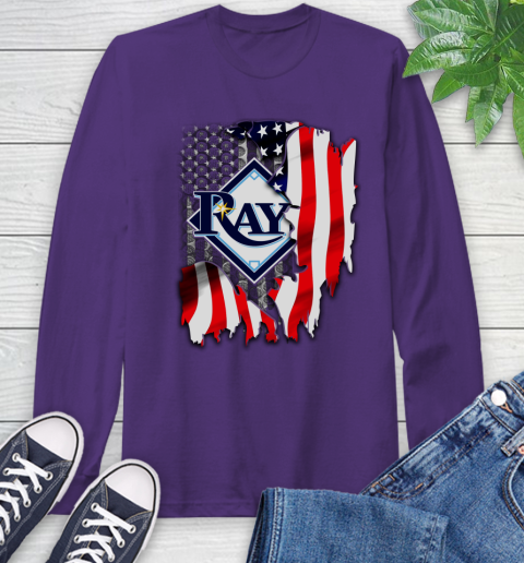 Tampa Bay Rays MLB Baseball American Flag Long Sleeve T-Shirt 5