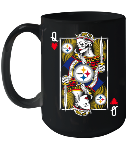 NFL Football Pittsburgh Steelers The Queen Of Hearts Card Shirt Ceramic Mug 15oz