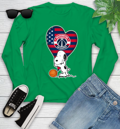 Washington Wizards NBA Basketball The Peanuts Movie Adorable Snoopy Youth Long Sleeve 6