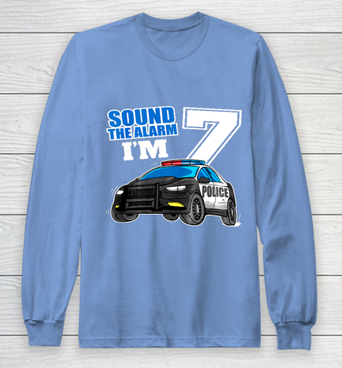 Kids Police Car 7th Birthday Shirt Boy 7 Cop Policeman Officer 7 Year Old Long Sleeve T-Shirt 8